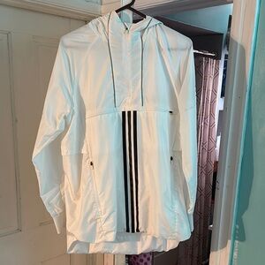 adidas White Windbreaker with Black Stripes